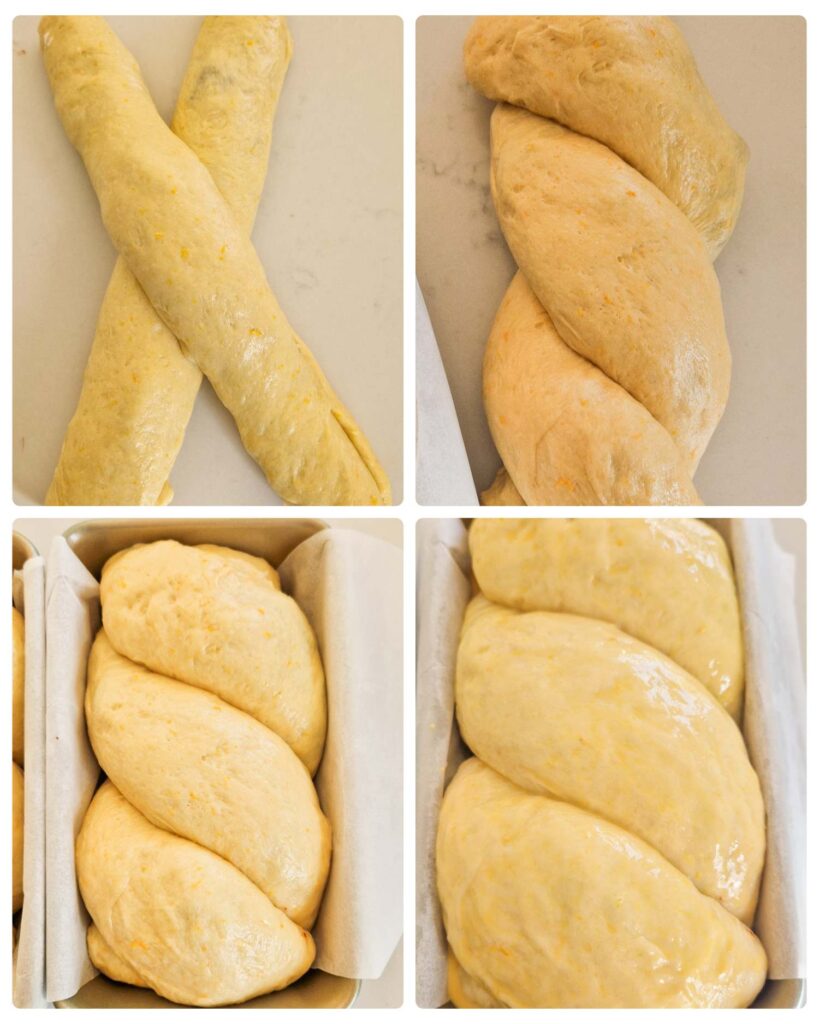 Pas cu pas, cozonacii sunt preparați și împletiți cu grijă.