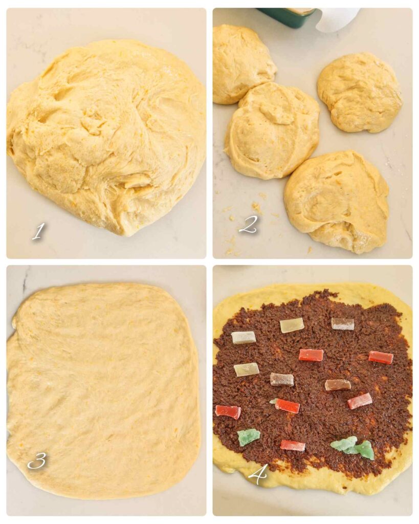 Pas cu pas, cozonacii sunt preparați și împletiți cu grijă.